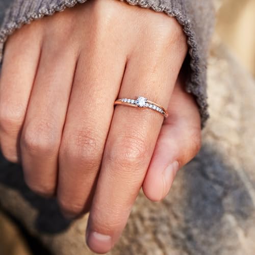 STORYJEWELLERY Promise Rings for Her, Dainty 925 Sterling Silver Rings for Women, Two Tone Rose Gold Ring, Unique Gifts for Women4