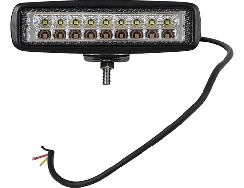 Image of Buyers Products 1492233 6.5 Inch LED Flood Light with Strobe and Rectangular Lens, 1710 Lumens, 18 inch Lead With Stud Mount, Work Lights For Trucks