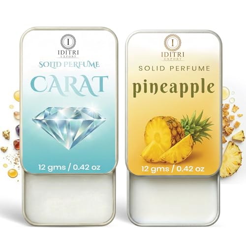 Image of IDITRI EXPORT Solid Perfume |pineapple&Carat Alcohol Free Wax Perfume Balm, Long Lasting | Pocket Tin 12g, Pack Of 2| Non Greasy Smooth Glide, Travel Friendly Men And Women