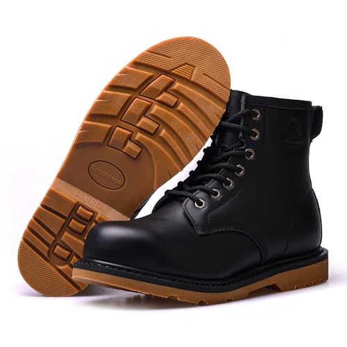 Image of Steel Toe Classic Work Boots For Men,Industrial & Construction Fashion Durable Hiking Safety Shoes 6'' Puncture-proof Footwear Insulated