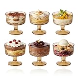 Generico OCEANO Set 6 Coppette in Vetro per Gelato Dessert Piede Coppe Eleganti per Macedo...