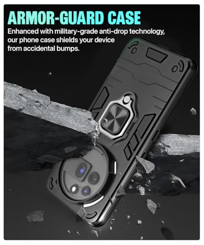 Image of WOW IMAGINE Shock Proof Back Case Mobile Cover for Nothing Phone 3a Pro | Back Cover Case (Tough Armor | Hybrid PC + TPU | Ring Holder & in-Built Kickstand | Black)