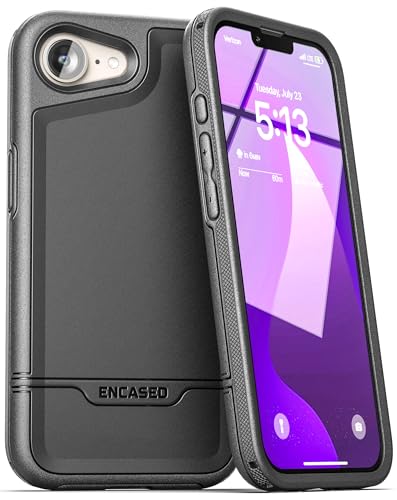 ENCASED Shockproof Case Compatible with iPhone 16e - Ultra Protective Heavy Duty Magnetic Phone Cover, Rebel Series (Black)