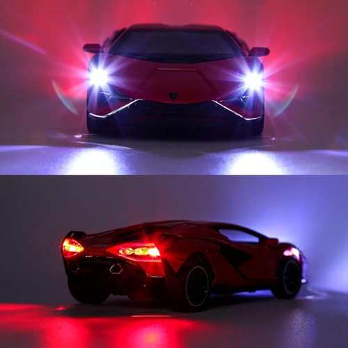 Image of 1:32 Lamborghini Sian Die-cast Metal Toy Car Pull Back Super car with Openable Doors with Sound and Light for Gifts Toys for Kids