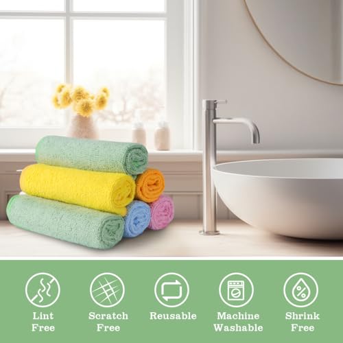 Image of UNIMADE Washcloths Bulk 10 Pack Face Towels (12 inch x 12 inch), Highly Soft Wash Cloths and Hand Towels, Fast Drying Multi-Purpose Microfiber Cleansing Cloths for Bathroom, Hotel, Spa, and Salon-Multicolor