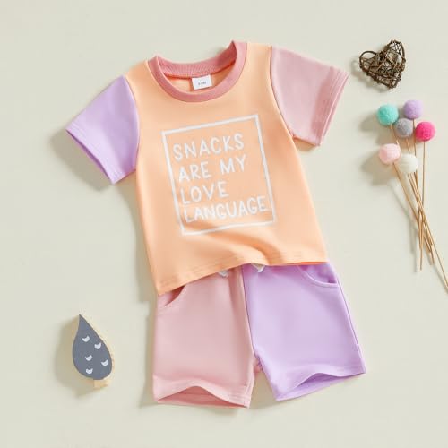 Sejardin Toddler Baby Girl Summer Clothes Short Sleeve Letter T Shirt Tops and Stretch Casual Shorts Infant Outfit2