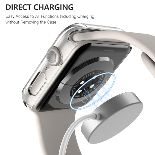Image of Misxi Screen Protector Case for 44mm Apple Watch SE3 /SE2 /SE /Series 6 /5 /4 | 2-Pack Cover with Tempered Glass for SE3 /SE2 /SE /Series6 /5 /4, Scratch Resistant Sensitive Touch, 1 Starlight + 1 Transparent