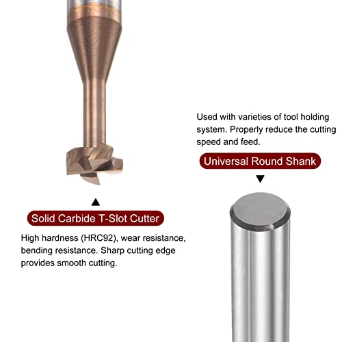 Image of HARFINGTON T Slot End Mill Milling Cutter 6mm Cutting 2mm Depth 6mm Shank Solid Carbide Titanium Coated 4 Flutes for Stainless Steel Alloy