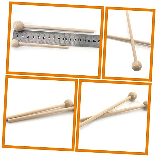 Par de baquetas de madera con cabeza redonda beige miniatura 3
