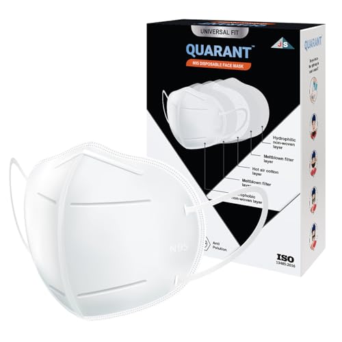 Image of QUARANT N95 Anti Pollution Face Mask with Nose Clip, ISO Certified, FFP2 Masks with 5 Layer Protection (White) for Unisex