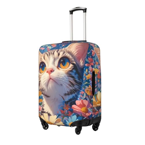 Adorable Cat Print Suitcase Covers Protectors, Luggage Covers For 18~32" Suitcase, Accessories Washable Elastic Luggage Protective Cover2