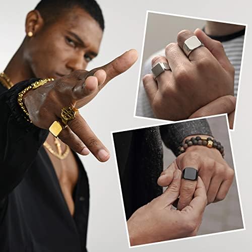 ChainsHouse Screw Band Biker Ring for Men Women, Black Metal/18K Gold Plated Stainless Steel Jewelry Hexagon Geometric Ring, Size 7-14(with Gift Box) - Image 9