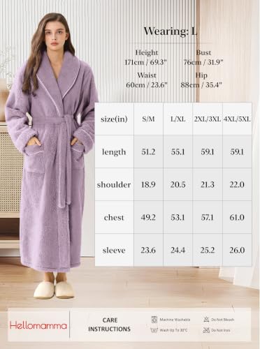 Image of Women Long Plush Fleece Bath Robe | Soft loungewear housecoat, comfy sleepwear for home, suitable as ladies pajamas and nightgown