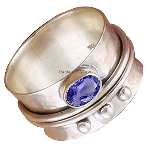 Kanika Jewelry Trove 925 Sterling Silver Iolite Handmade Statement Ring for Women & Girl