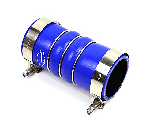 Image of LTI Universal 6 inch Length 4-Ply Reinforced High Temperature Charge Air Cooler CAC Hose 2.5 inch ID Straight Coupler With T Bolt Clamp (2.5 inch, BLUE)