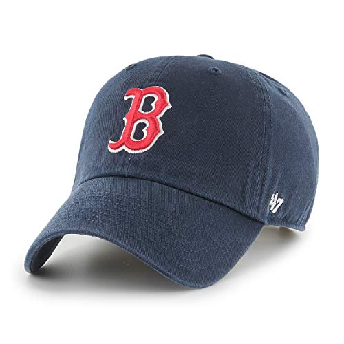 '47 MLB Boston Red Sox Clean Up Unisex-Baseballkappe, Verstellbar, Hochwertiges Design und Verarbeitung, Red Logo, Navy Blue
