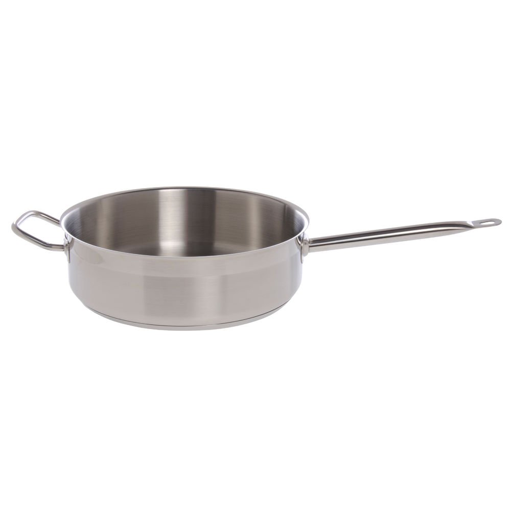 Sauté Pan with Helper Handle 8 1/2 Quart Stainless Steel - 125/8 Dia x 4" H by HUBERT – 8.5 quarts, Stainless Steel, Silver, Model 173208ST