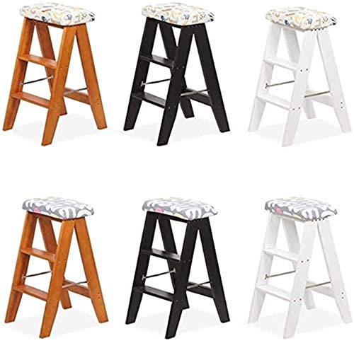 Escalones plegables de madera tipo taburete de cocina portátil 7