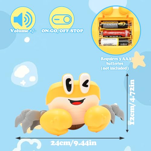 Coriver Krabbe Baby Spielzeug, Musik Krabbelspielzeug Interaktives, Elektronische Krabbelnde Krabbe, Crab Krabbelhilfe Spielzeug Geschenk für Kinder,Tummy Time Toys für Baby 6 7 8 9 10 Monate