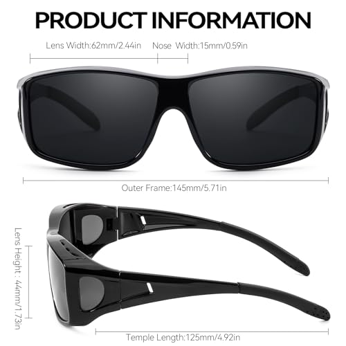 LVIOE Polarized Fit Over Glasses Sunglasses for Women Men Over Glasses Sun Glasses with UV400 Protection LS03123