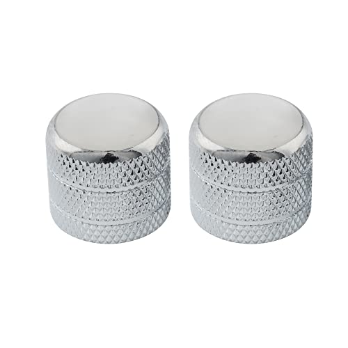 Musiclily Pro Inch Fine 24 Splines Steel Dome Knobs Mother-of-Pearl Top Push-on Control Knob for USA Electric Guitar or Bass Chrome (Set of 2)
