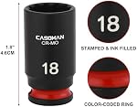 CASOMAN 13-Piece Ensemble de prises d'impact de 3/8" de longueur moyenne, 12-Point, métrique, 7mm - 19mm, CR-MO Acier, avec boîtier de rangement