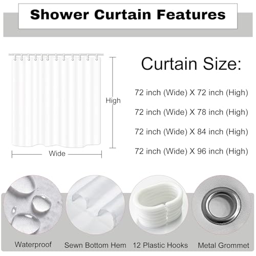 NECSOLE Forest Scenery Shower Curtain, Misty Forest Woodland Path Sunshine Green Trees Landscape Bathtub Curtains Waterproof Washable Fabric Bathroom Accessories with Hooks, 72x72in - Thumbnail 2