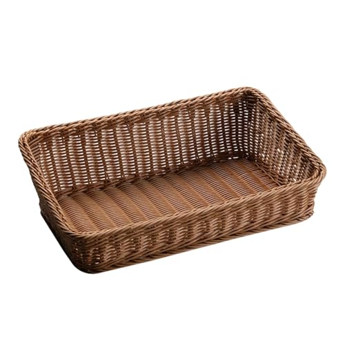 Générique Woven Basket Corbeille Tressée à Fruits Imitation Rotin Polypropylène Nettoyage Rapide Organisation Espace Adaptée pour Cuisine Salon Cadeau