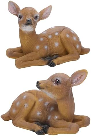 753 2Pcs Sika Deer Ornaments, Garden Statue Art Craft, Sika Deer Resin Crafts Decoration, Animal Model Gardening Ornaments, default size
