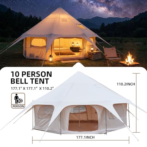 Carpa de lona 14.8ft x 9.2ft con chimenea, impermeable y transpirable miniatura 2