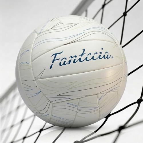 Fantecia Officiel Ballons de Beach-Volley n ° 5 Cuir Soft Touch Blanc avec Pompe, idéal pour l'intérieur, l'extérieur, la Piscine, la Plage et Le...