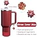 Stanley Cup Accessories Set,Including 2 Pcs 0.4in Straw Cover, 1 Silicone Spill-Proof Stopper Set of 3, 1 Cute Flower Handle Charm, 1 Silicone Boot Fits Stanley 40&30 Oz Tumbler (Cranberry)