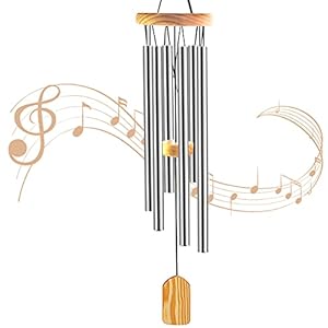 JelyArt Windgong buiten, tuin windgong voor terras achtertuin woondecoratie 6 aluminium buizen (zilver)