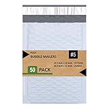 Sales4Less #5 Poly Bubble Mailers 10.5X16 Inches Padded Envelope Mailer Waterproof Pack of 50, white, 10.5x16 Pack of 50 PBM10516-50