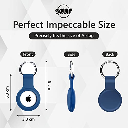 Image of SQUIF Case for Airtags Set of 2 Silicone Case Protective Cover for Airtag Case Locator Tracker Anti-Lost Device Keychain Protection Sleeve (Black Blue)