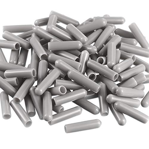Jetec 100 Pieces Large Dishwasher Rack Tine Prong Repair End Cover Caps, Durable Flexible Vinyl Long 1 Inch Anti Slip Round Tips, 0.2 Inch in Inner Diameter (Grey)