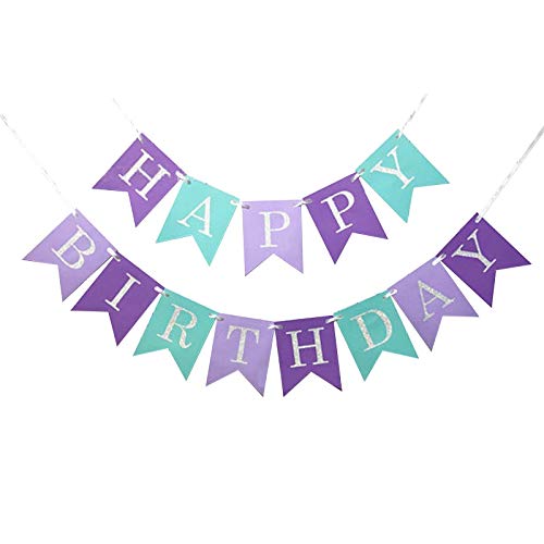 YUWANW Creative Fruit Platelittle Mermaid Party Tableware Set Happy Birthday Party Decorations Kids Favor Under The Sea Straw Paper Plate Baby Shower Decor,1Set Banner