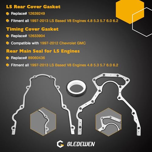 Image of LS Gasket Set with Gen 4 Ⅳ Valley Cover Gasket, Compatible with LS1 LS6 LQ4 LQ9 LS9 4.8L 5.3L 5.7L 6.0L 6.2L Engine, Replace# 12612350 12558178