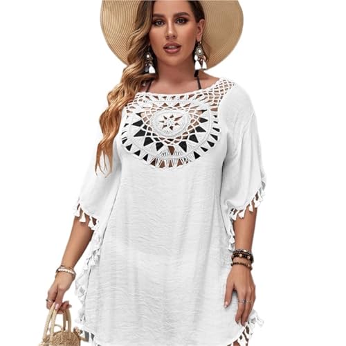 Robe de plage ample blanche 2XL pour bikini et vacances d'été