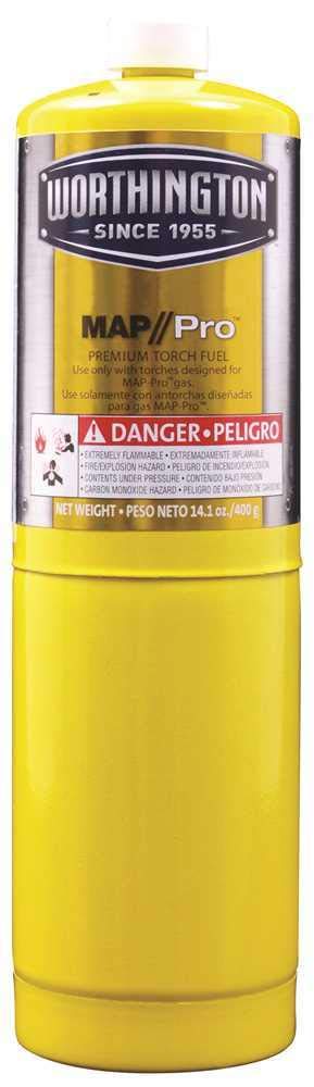 Worthington 332706 2487727 Map/Pro Gas Cylinder With Seam Cover Plates, 14.1 oz, 12 Per Case