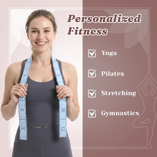 HJZHII Taśma do jogi, rozciągania, 12 pętli, taśma oporowa, taśma do fitnessu, elastyczna taśma napinająca do fitnessu, pilatesu, tańca, gimnastyki