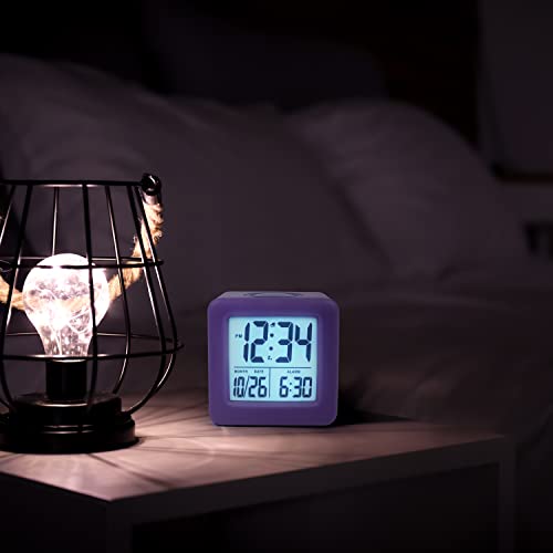 Equity 73004 Purple Soft Cube Lcd Alarm Clock With Smart Light #TOP6