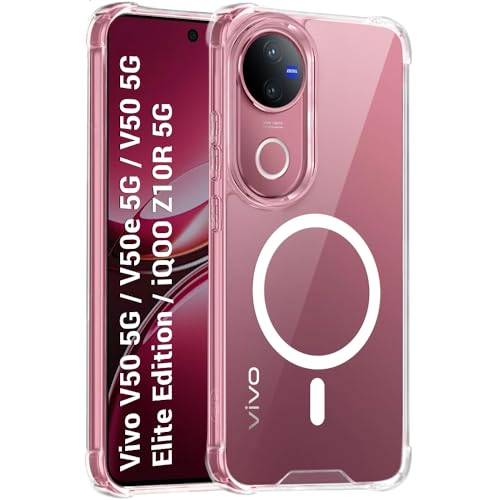 Image of TheGiftKart Hybrid Shockproof Back Cover Case for iQOO Z10R 5G / Vivo V50 / V50e 5G / Vivo T4R 5G | Hard Back Cover Case PC & TPU, MagSafe Compatible, Transparent Bumper