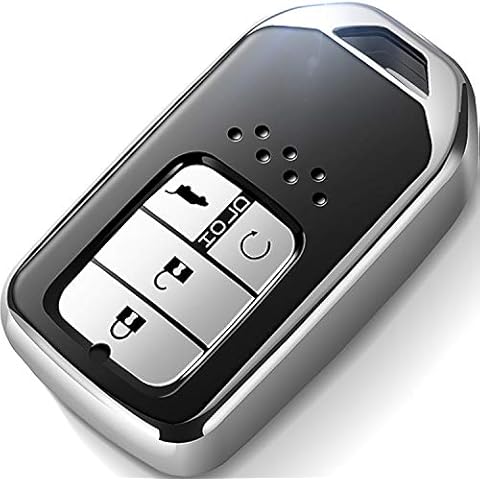 Intermerge for Honda Key Fob Cover,Special Soft TPU Key Case Protector Compatible with Honda Civic Accord CR-V HR-V Fit Odyssey JED Crosstour Crider Honda Keyless Smart Key Cover (Silver) Cover