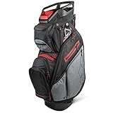 Sun Mountain Mens 2022 C130 14-Way Divided Golf Cart Bag - Black-Carbon-RED