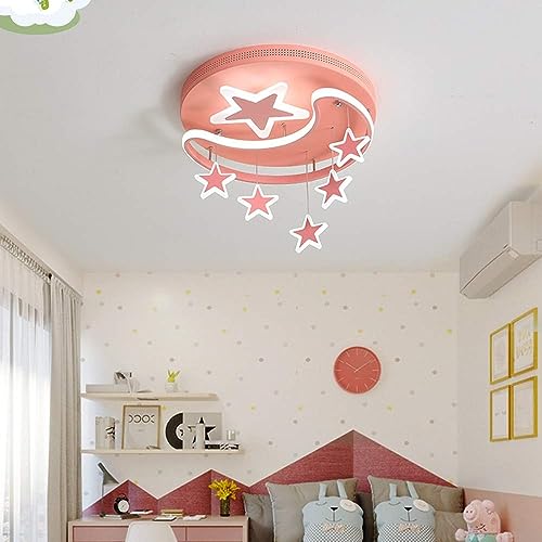 Chambre enfant lustre acrylique rose avec éclairage LED télécommandé - 6