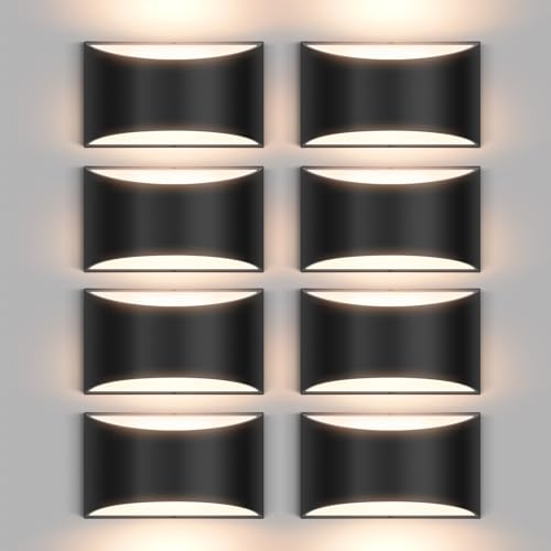 Aiilsmp 8 Pack Black Modern LED Wall Sconces Light Hardwired Wall Sconces Indoor Up and Down Sconces Wall Lamps Warm White 3000K(with G9 Bulbs)
