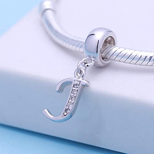 925 Sterling Silver Charms Alphabet Beads Fit Pandora Charm Bracelets A-Z Letter Initial Spacer Dangle Clear Cz Stone Authentic For Snake Chain Bracelets #TOP1