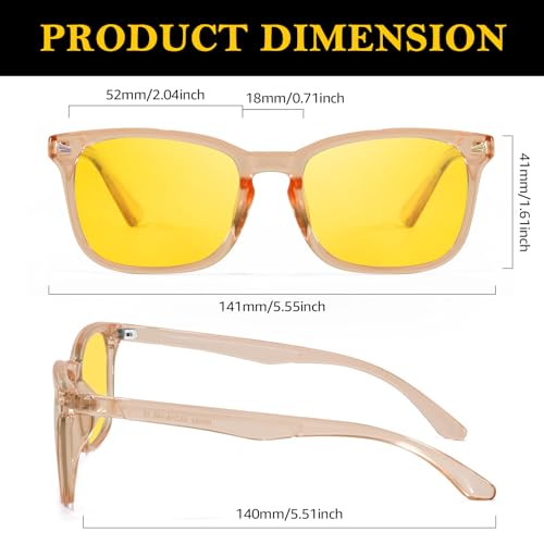 TJUTR Night Vision Driving Glasses for Men & Women, Polarized Anti Glare Yellow Lens Glasses for Night Time Safety TN25823