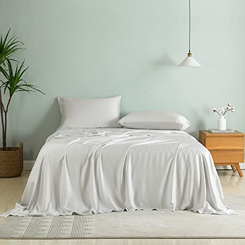 🛒 Crazy Deals PANDATEX Super Soft 100% Bamboo Sheets King Size Light Grey 4 Pieces Cool & Breathable Bamboo Sheet Set Fits up to 18 inches Mattress, Natural Organic Eco Friendly Resists Wrinkle Bed Sheets
